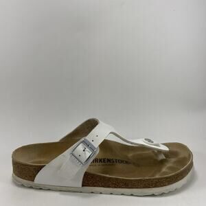 Birkenstock Gizeh Thong Sandals Womens Size 40 US 9-9.5 White Leather Slide